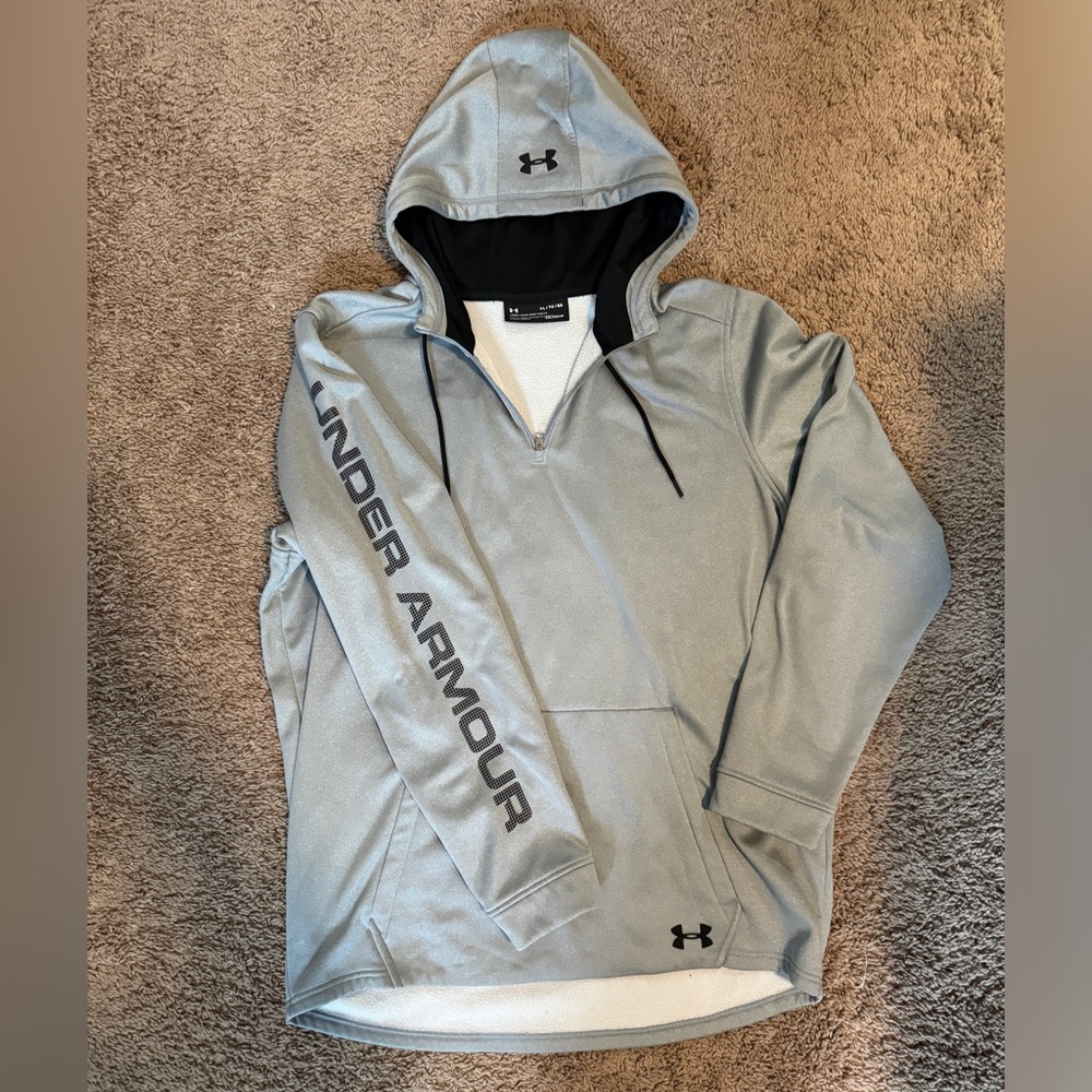 UNDER ARMOUR Men's COLDGEAR Gray 1/4 Zip Pullover Hoodie Jacket Size XL